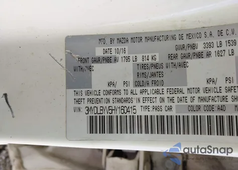 2017 Toyota Yaris Ia z USA, uszkodzony, nr VIN 3MYDLBYV5HY160415